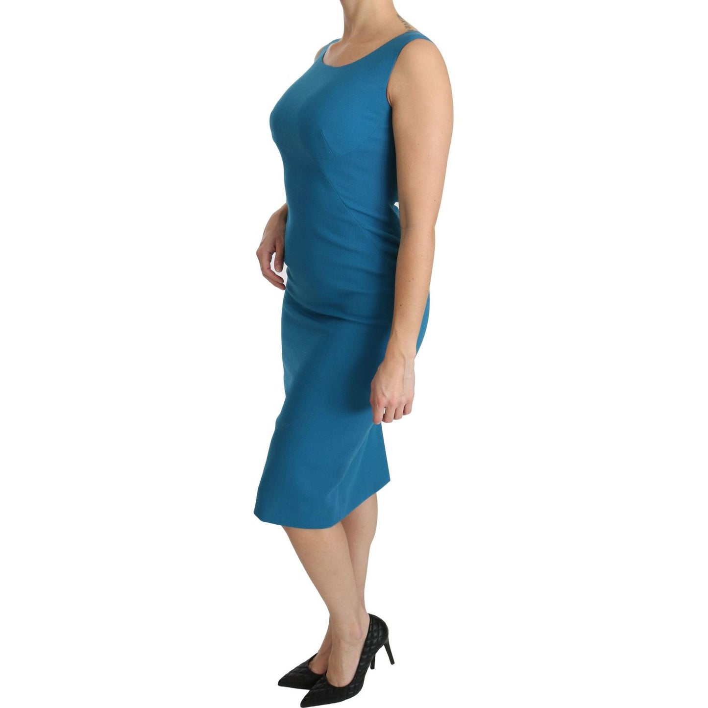 Dolce & Gabbana Elegant Sheath Knee-Length Wool Dress Dolce & Gabbana Tan
