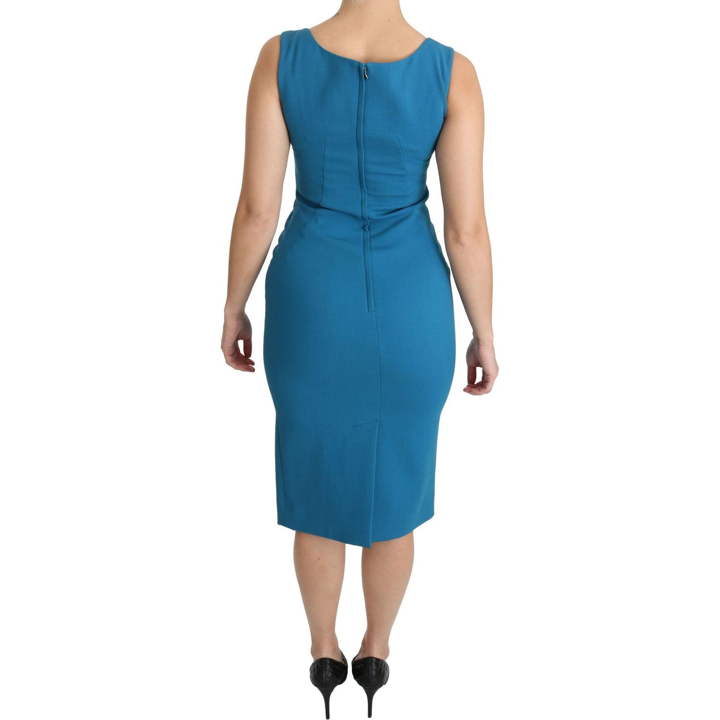 Dolce & Gabbana Elegant Sheath Knee-Length Wool Dress Dolce & Gabbana Tan
