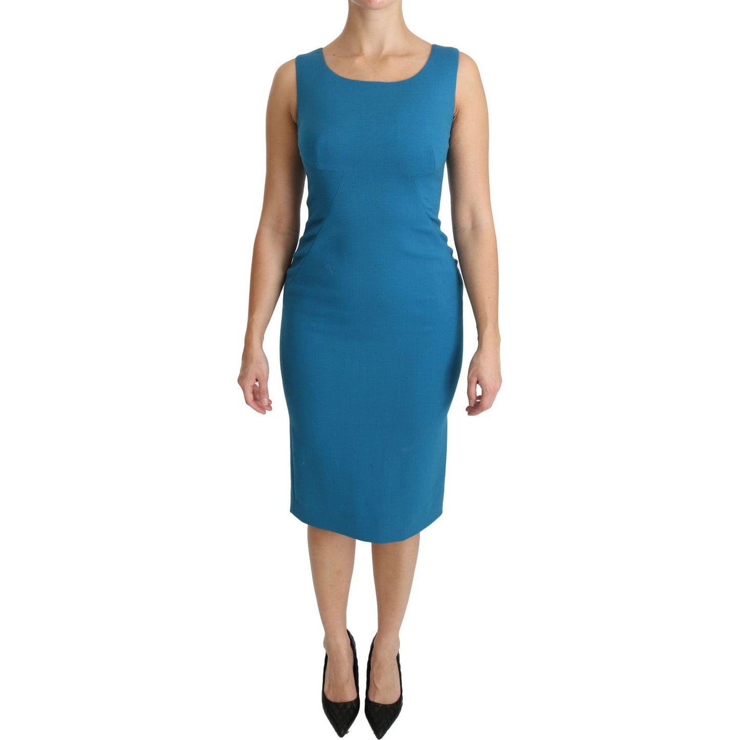 Dolce & Gabbana Elegant Sheath Knee-Length Wool Dress Dolce & Gabbana Rosy Brown