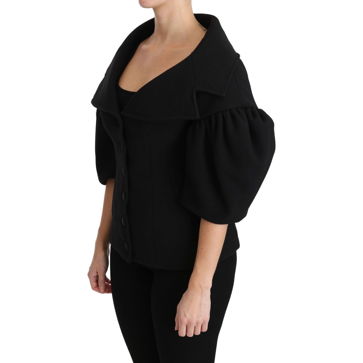 Dolce & Gabbana Elegant Black Virgin Wool Coat Dolce & Gabbana Rosy Brown