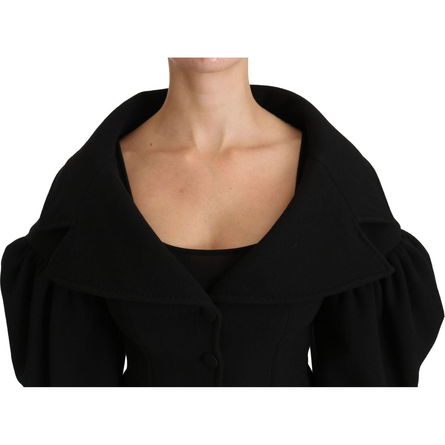 Dolce & Gabbana Elegant Black Virgin Wool Coat Dolce & Gabbana Rosy Brown
