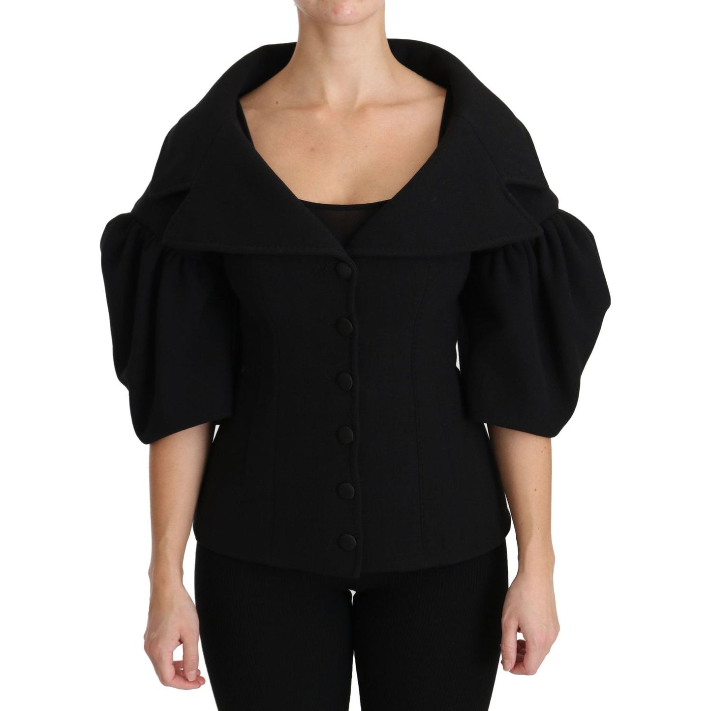 Dolce & Gabbana Elegant Black Virgin Wool Coat Dolce & Gabbana Rosy Brown