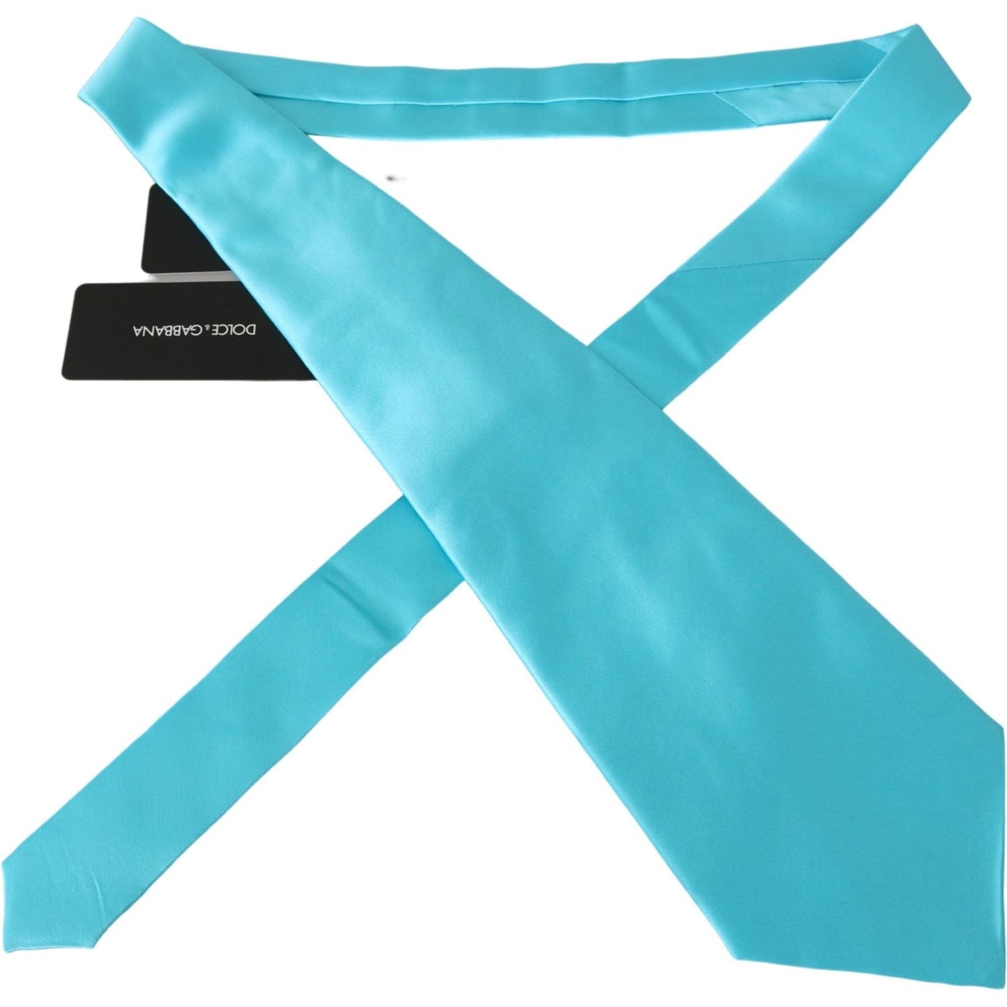 Dolce & Gabbana Light Blue Wide Mens Necktie Accessory 100% Silk Tie Necktie