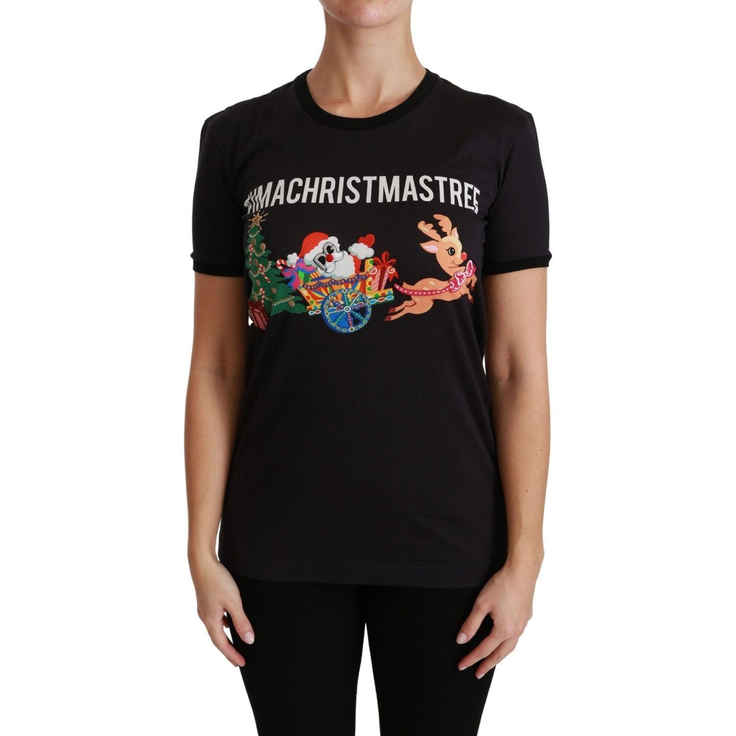 Dolce & Gabbana Black #ImAChristmasTree Crewneck Top T-shirt TSH4444-36