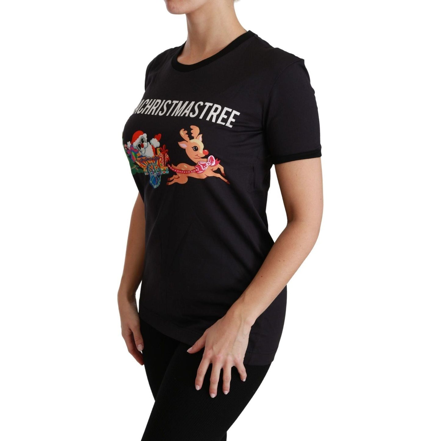 Dolce & Gabbana Black #ImAChristmasTree Crewneck Top T-shirt TSH4444-36