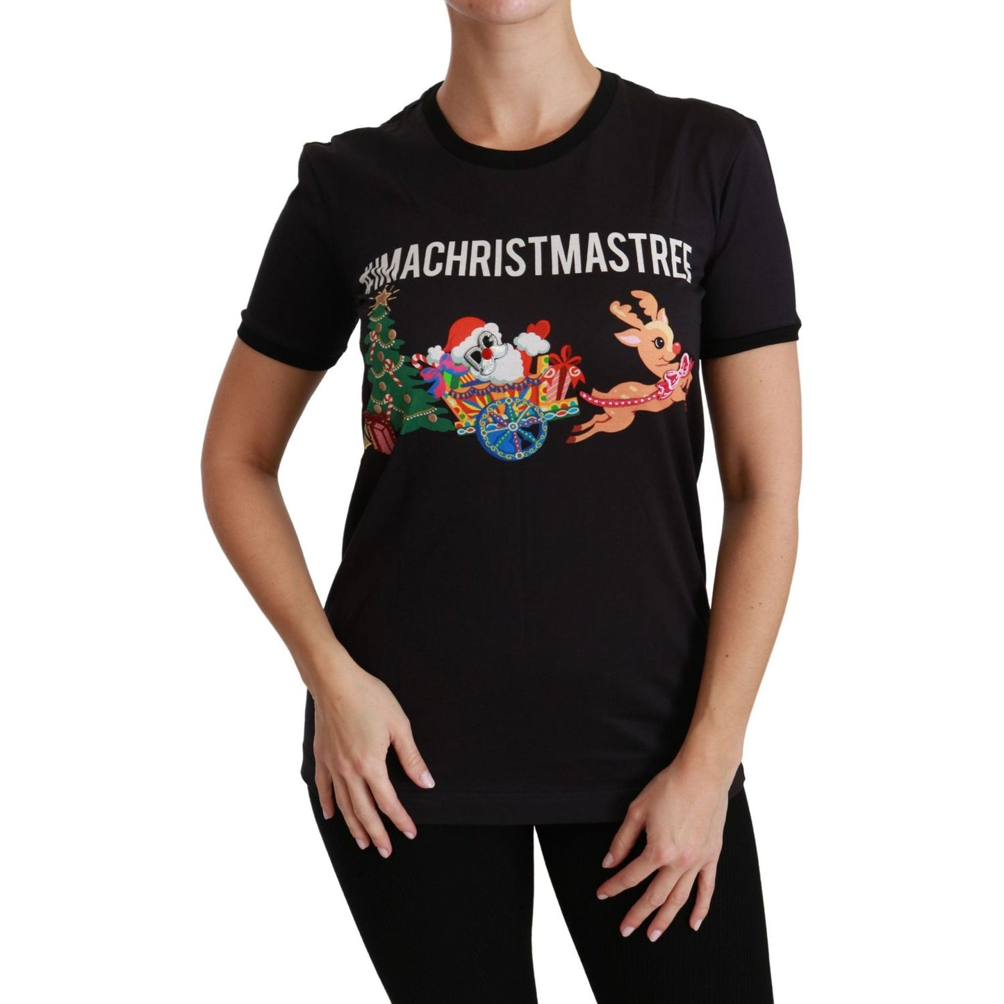 Dolce & Gabbana Black #ImAChristmasTree Crewneck Top T-shirt TSH4444-36