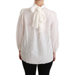 Dolce & Gabbana White Turtle Neck Blouse Shirt Silk Top TSH4402-38
