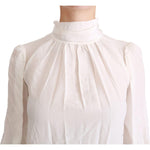 Dolce & Gabbana White Turtle Neck Blouse Shirt Silk Top TSH4402-38