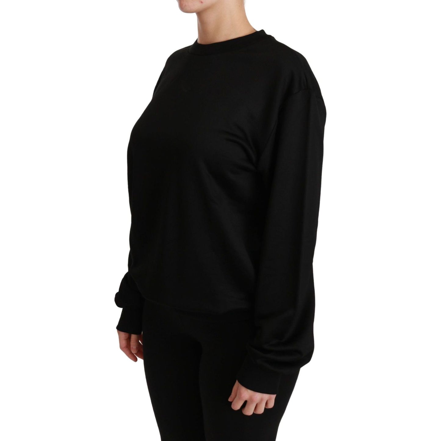 Dolce & Gabbana Black Cotton Crewneck Pullover Sweater TSH4422-38