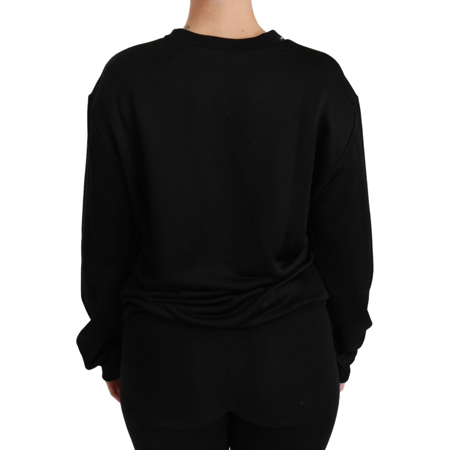 Dolce & Gabbana Black Cotton Crewneck Pullover Sweater TSH4422-38
