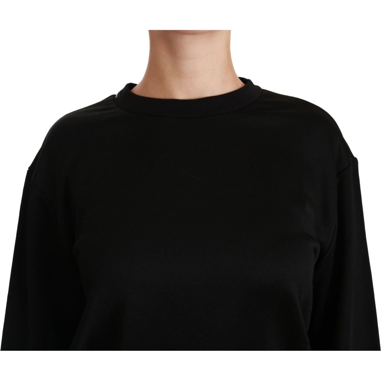Dolce & Gabbana Black Cotton Crewneck Pullover Sweater TSH4422-38