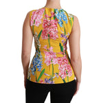 Dolce & Gabbana Yellow Floral Stretch Top Tank Blouse TSH4479-42