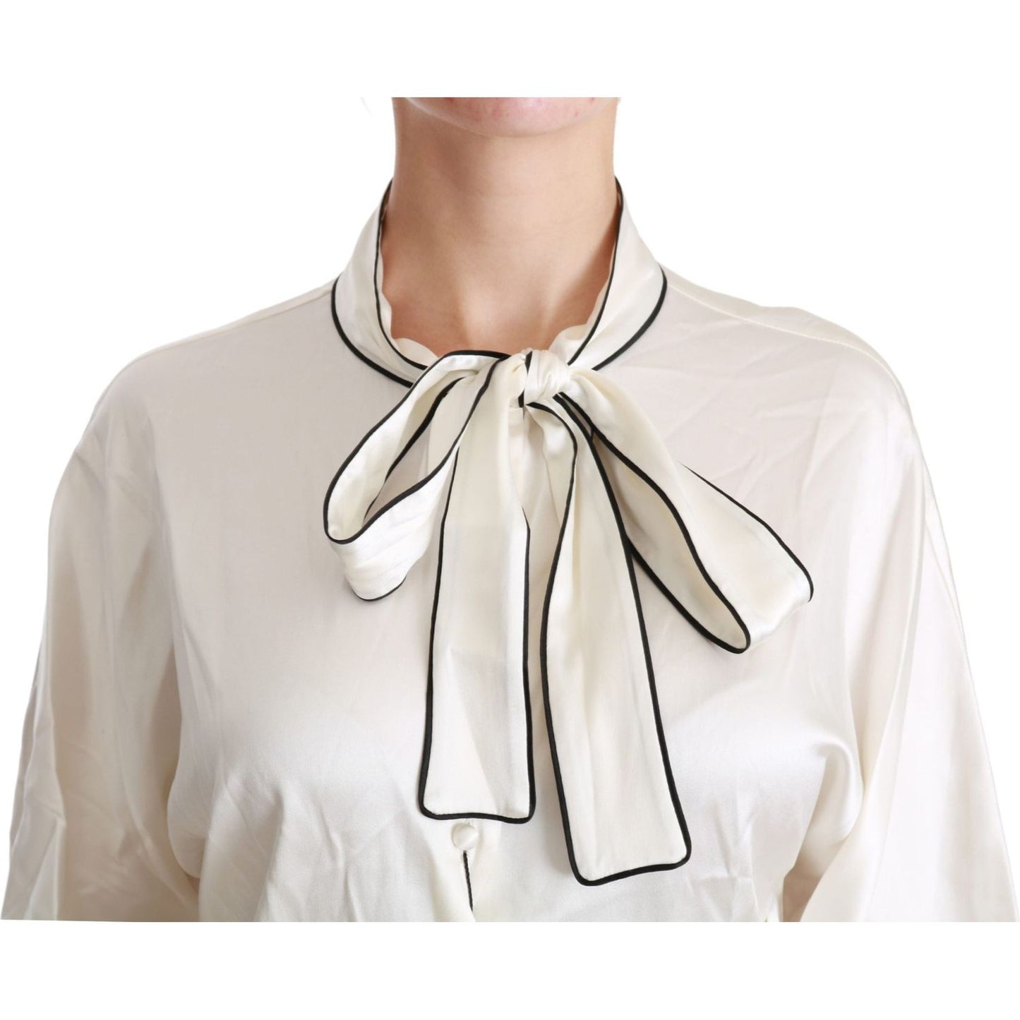 Dolce & Gabbana Beige 3/4 Sleeve Shirt Blouse Silk Top TSH4488-46
