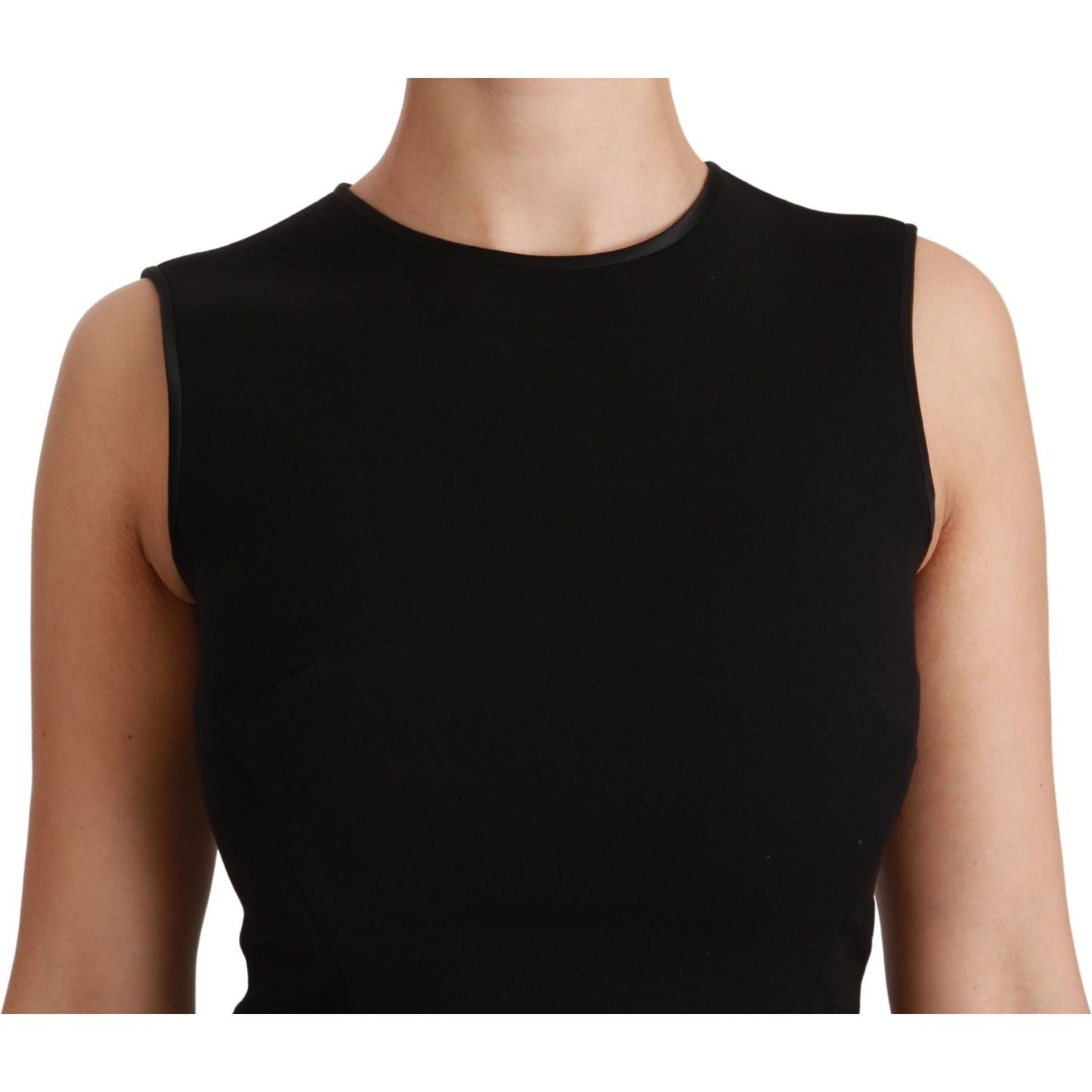 Dolce & Gabbana Elegant Black Fit Flare Wool Blend Dress WOMAN DRESSES Dolce & Gabbana Tan