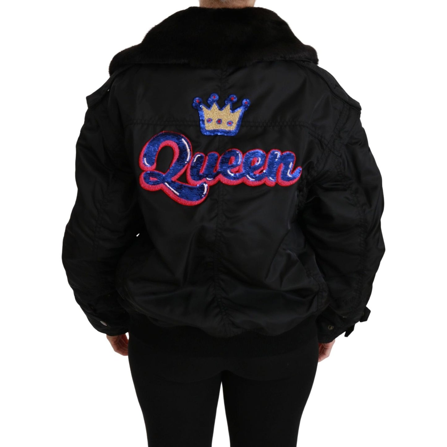 Dolce & Gabbana Elegant Black Bomber Jacket with Detachable Features Dolce & Gabbana Black