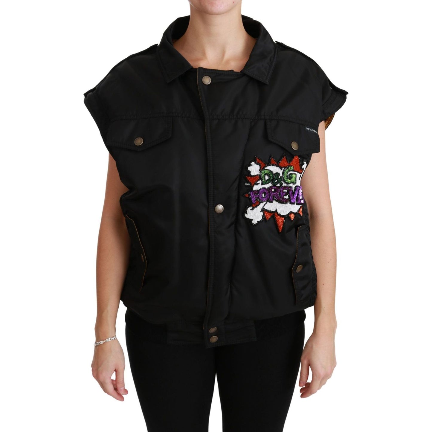 Dolce & Gabbana Elegant Black Bomber Jacket with Detachable Features Dolce & Gabbana Rosy Brown