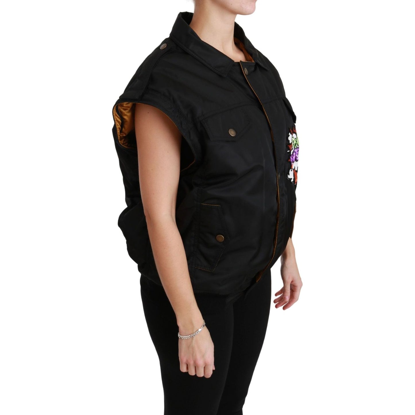 Dolce & Gabbana Elegant Black Bomber Jacket with Detachable Features Dolce & Gabbana Rosy Brown