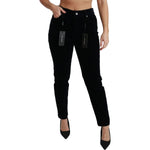Dolce & Gabbana Blue Corduroy Mid Waist Skinny Pants Jeans PAN70925-38