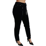 Dolce & Gabbana Blue Corduroy Mid Waist Skinny Pants Jeans PAN70925-38