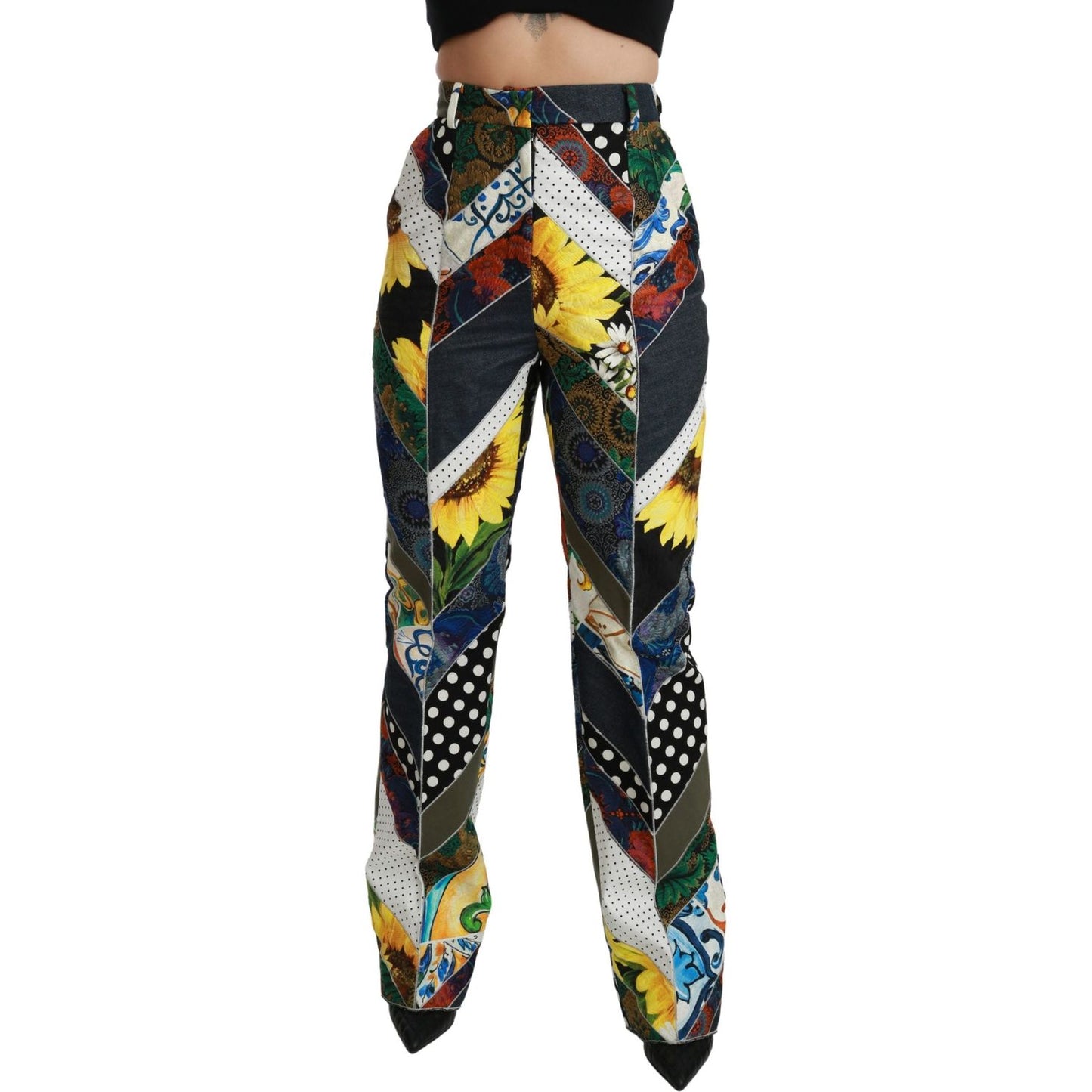 Dolce & Gabbana Multicolor Print High Waist Straight Pants PAN70936-40