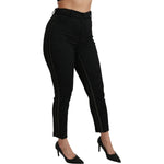 Dolce & Gabbana Black Brocade Skinny High Waist Pants PAN70942-40