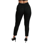 Dolce & Gabbana Black Brocade Skinny High Waist Pants PAN70942-40