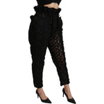 Dolce & Gabbana Black Floral Lace Tapered High Waist Pants PAN70946-40