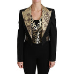 Dolce & Gabbana Black Jacquard Vest Blazer Coat Wool Jacket JKT2561-50