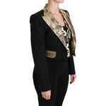 Dolce & Gabbana Black Jacquard Vest Blazer Coat Wool Jacket JKT2561-50