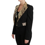Dolce & Gabbana Black Jacquard Vest Blazer Coat Wool Jacket JKT2561-50
