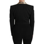 Dolce & Gabbana Black Jacquard Vest Blazer Coat Wool Jacket JKT2561-50