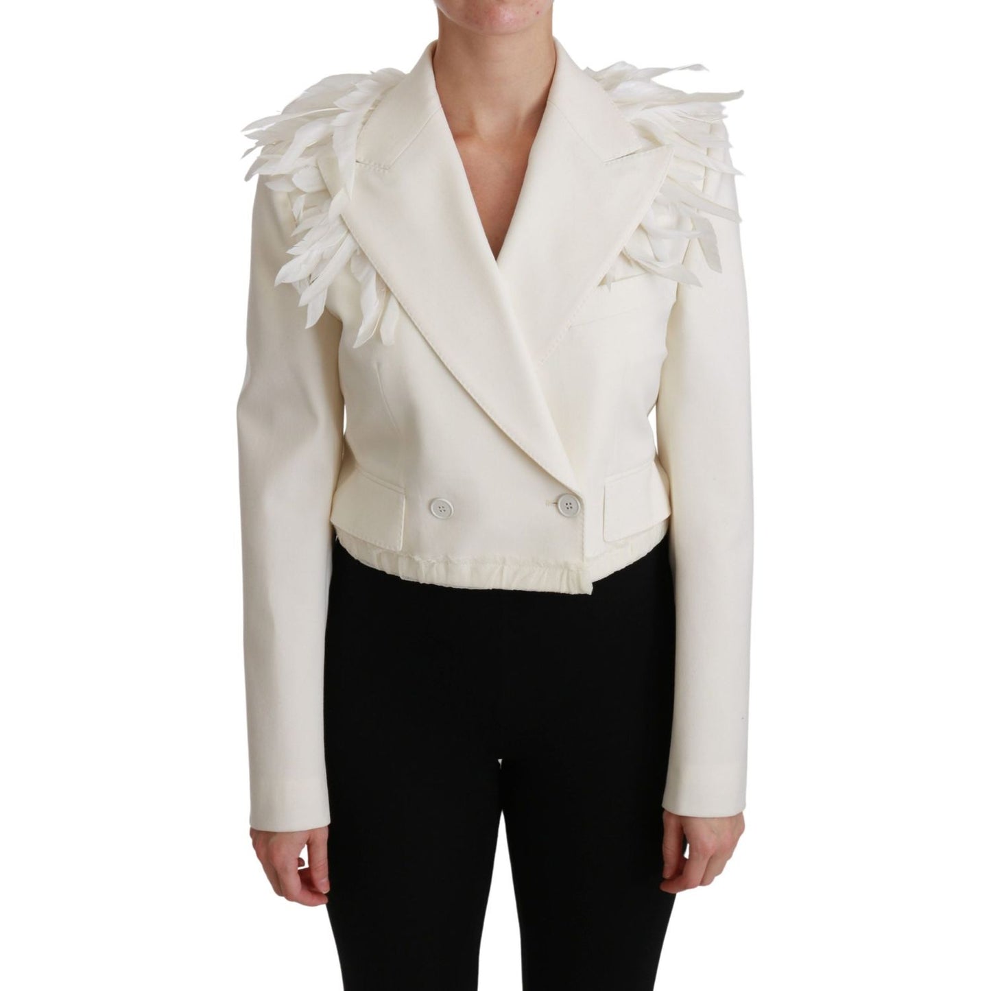Dolce & Gabbana Elegant White Double Breasted Blazer Jacket Dolce & Gabbana Black