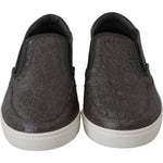 Dolce & Gabbana Elegant Gray Caiman Leather Loafers Dolce & Gabbana Dark Slate Gray