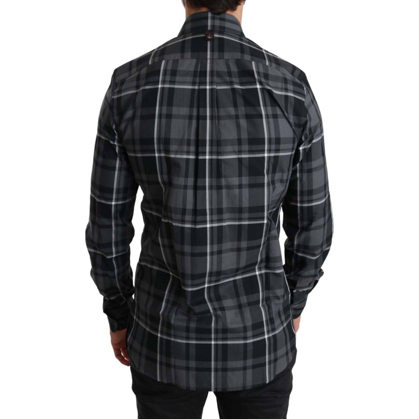 Dolce & Gabbana Elegant Gray Checkered Martini Dress Shirt Dolce & Gabbana Dark Slate Gray