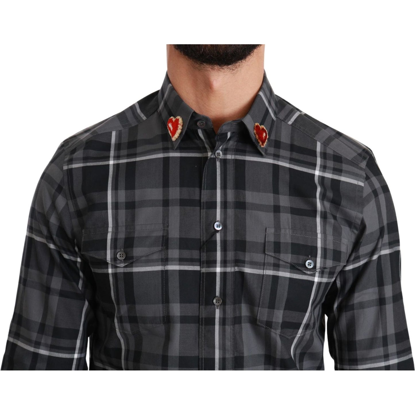 Dolce & Gabbana Elegant Gray Checkered Martini Dress Shirt Dolce & Gabbana Dark Slate Gray
