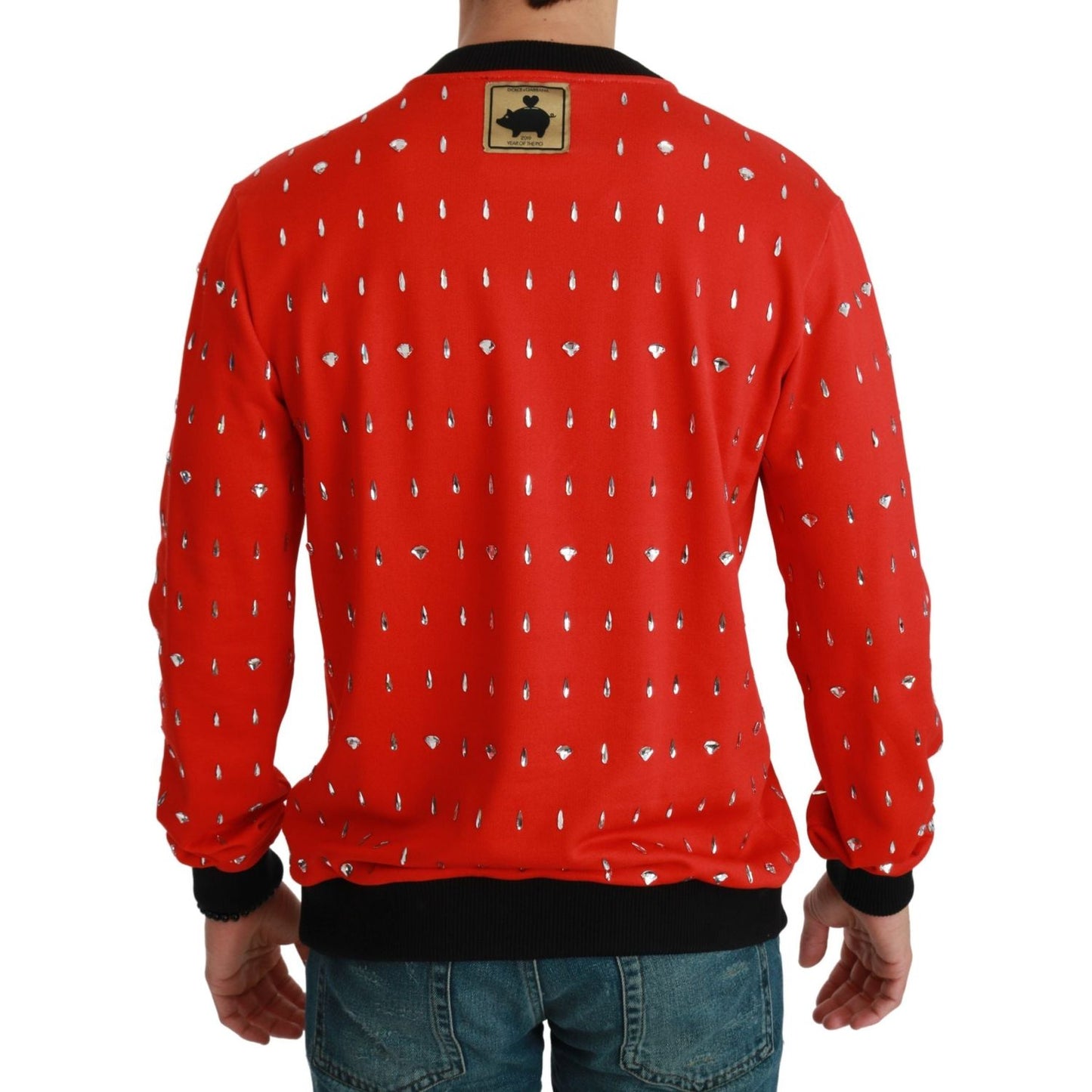 Dolce & Gabbana Elegant Red Crystal-Embellished Pullover Sweater Dolce & Gabbana Firebrick