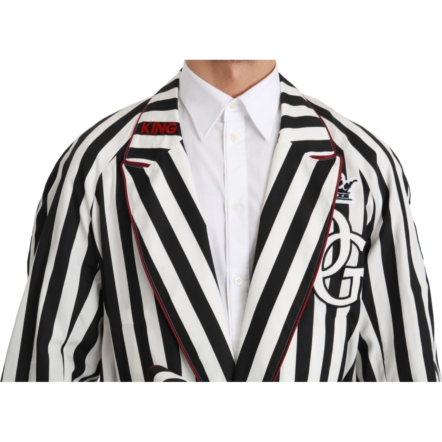 Dolce & Gabbana Elegant Belted Robe Nightgown in Black & White Dolce & Gabbana Light Gray