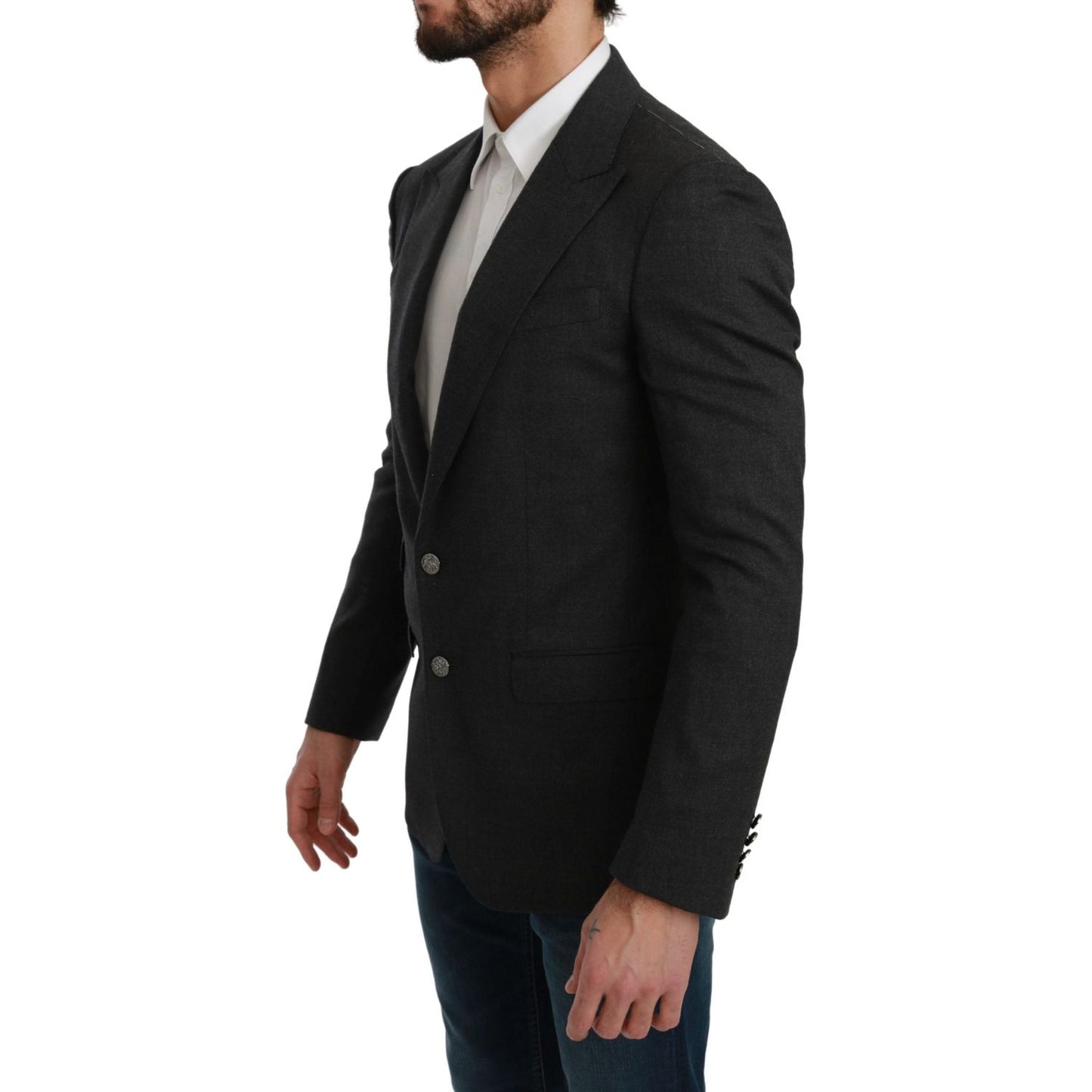 Dolce & Gabbana Elegant Gray Slim Fit Formal Blazer Dolce & Gabbana Black