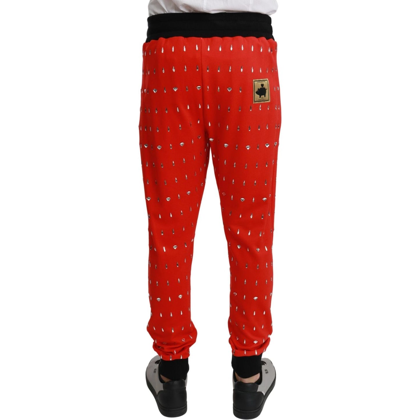 Dolce & Gabbana Chic Red Piggy Bank Print Sweatpants Dolce & Gabbana Firebrick