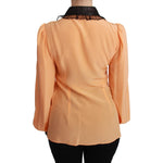 Dolce & Gabbana Yellow Silk Sequin Lace Blouse Shirt TSH4662-36