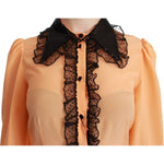 Dolce & Gabbana Yellow Silk Sequin Lace Blouse Shirt TSH4662-36