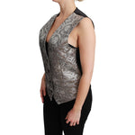 Dolce & Gabbana Silver Brocade Sleeveless Metallic Top TSH5052-38