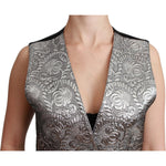 Dolce & Gabbana Silver Brocade Sleeveless Metallic Top TSH5052-38