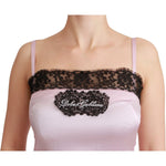 Dolce & Gabbana Silk Black Lace Top Pink Tank Blouse TSH4591-48