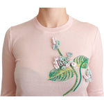 Dolce & Gabbana Pink Floral Silk Cashmere Pullover Sweater TSH4581-36