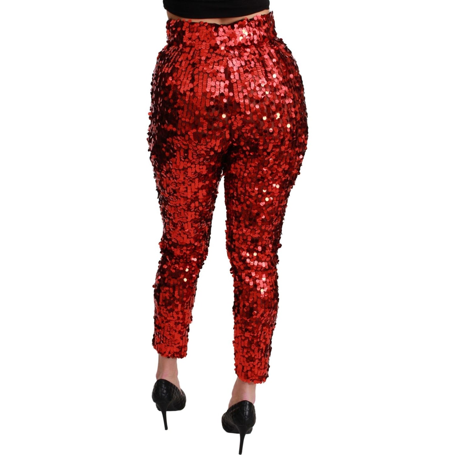 Dolce & Gabbana Elegant High-Waist Cropped Red Trousers Dolce & Gabbana Dark Red