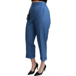Dolce & Gabbana Blue Pleated Wool Cuffed Cropped Trouser Pants PAN71060-36