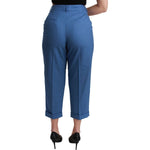 Dolce & Gabbana Blue Pleated Wool Cuffed Cropped Trouser Pants PAN71060-36