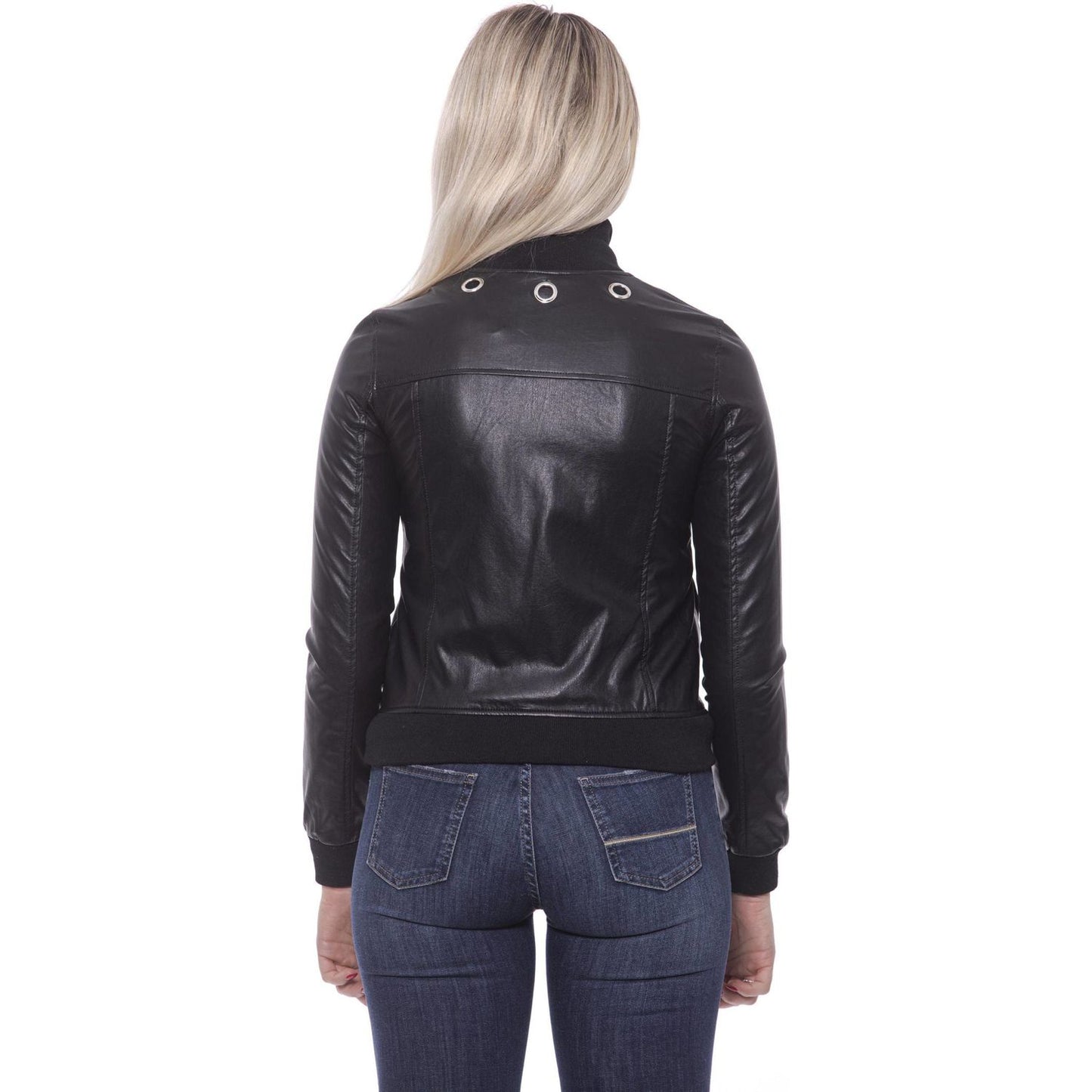 19V69 Italia Chic Eco-Leather Studded Slim Jacket 19V69 Italia Dark Slate Gray