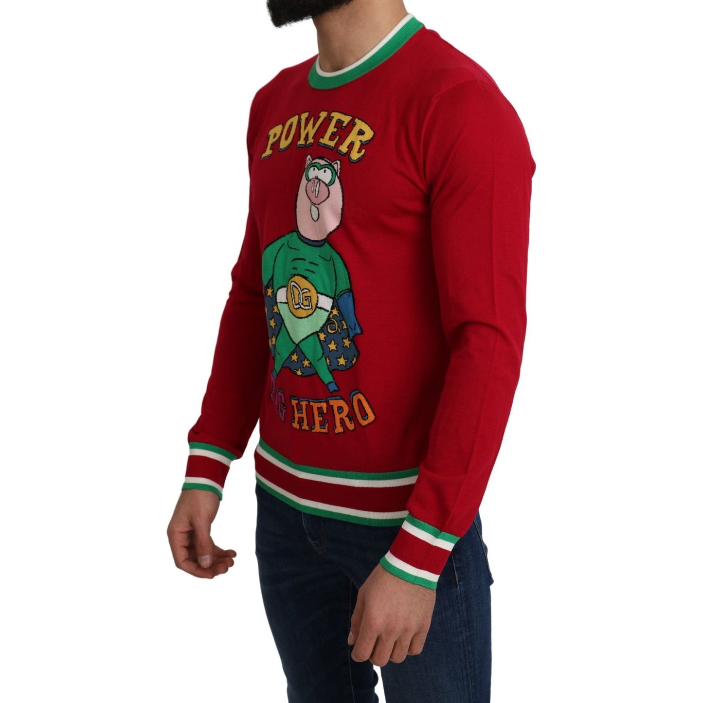 Dolce & Gabbana Elegant Red Wool-Silk Crewneck Sweater Dolce & Gabbana Dark Red